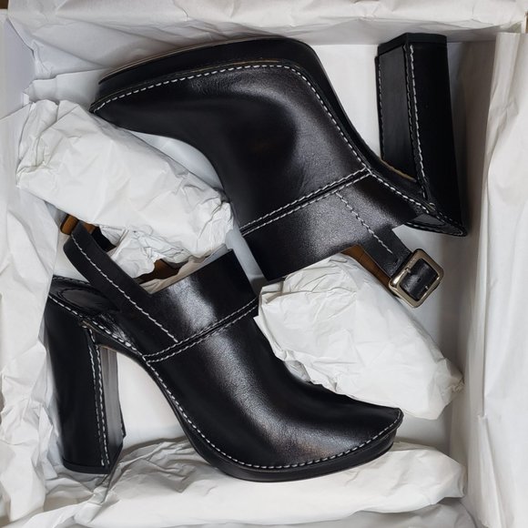 NIB CHLOE Blk Leather Platform Slingback Mule 8.5M - Picture 8 of 11